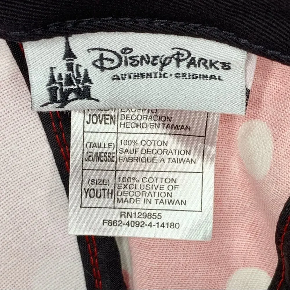 Disney Parks Youth Minnie Mouse Ears With Bow Hat Black Red White Polka Dot